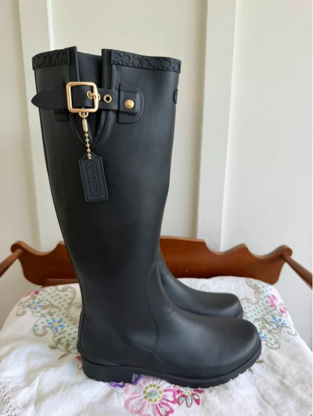 Coach Riley Rain Boots black size women’s 8B